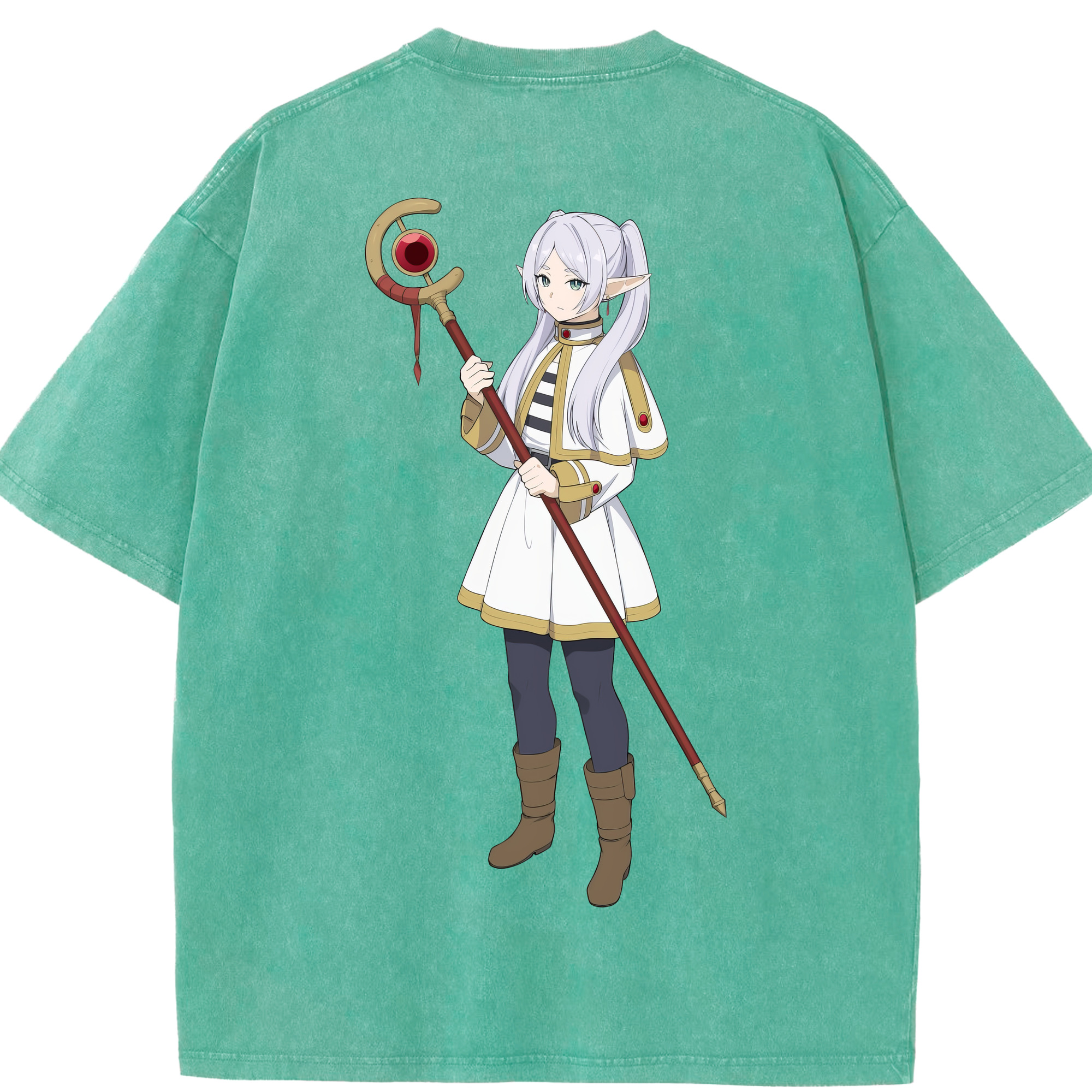 （画像用） 葬送のフリーレン Frieren 綿100% ヴィンテージ風 半袖Tシャツ（背面プリント）